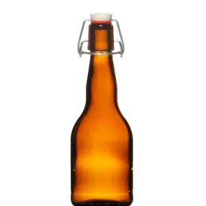 amber beer bottle with swing top closure