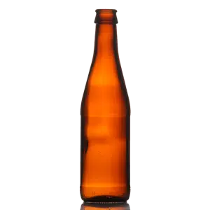 Amber glass bottle with curved body