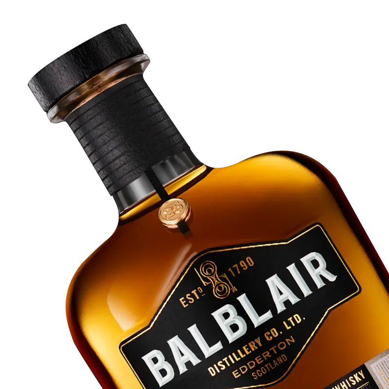 A glass bottle of Wye Valley Gin with wide shoulders