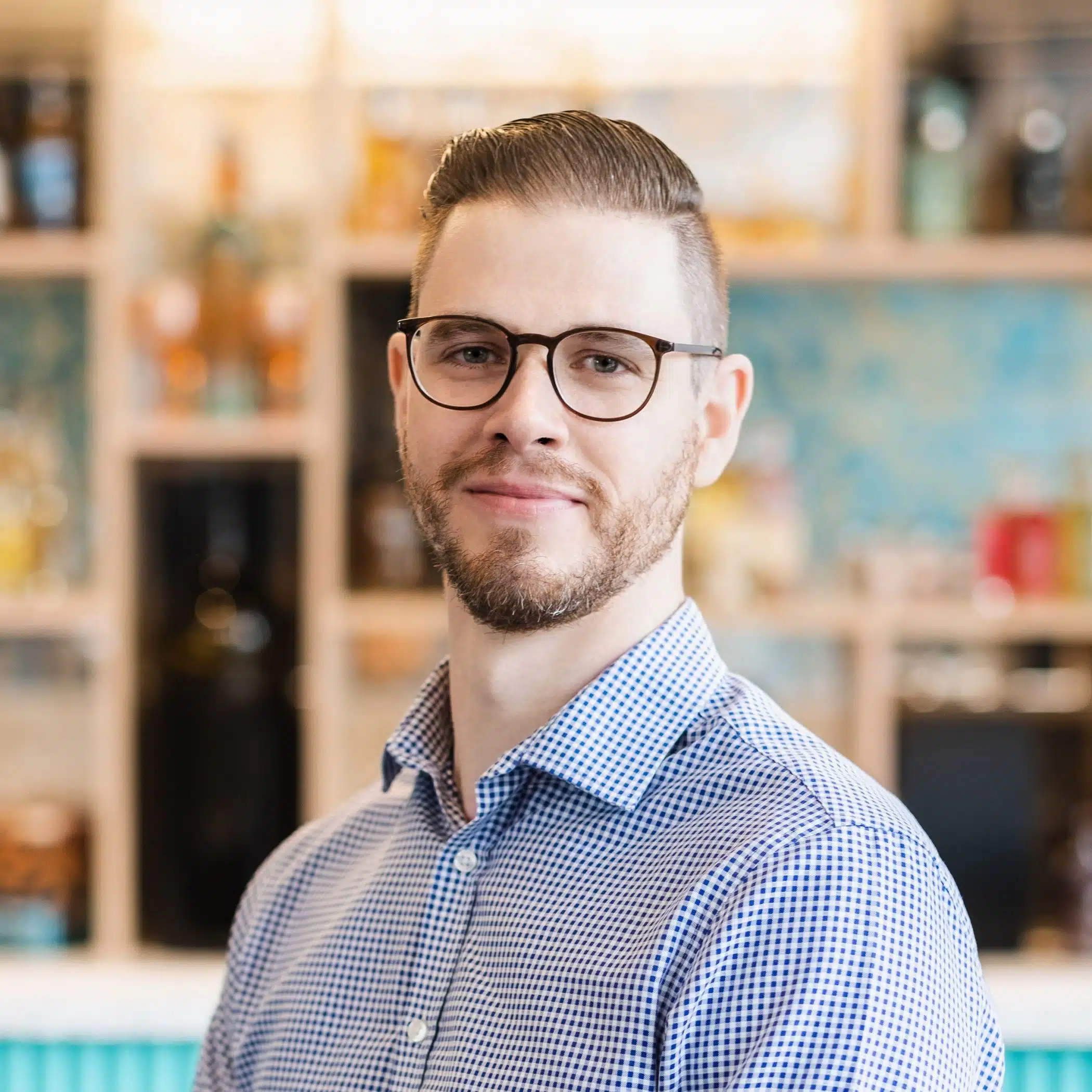 David Giles in front of the Croxsons bar