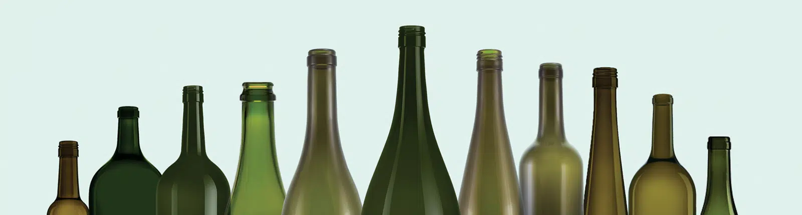 Decorative banner showing green coloured glass bottles